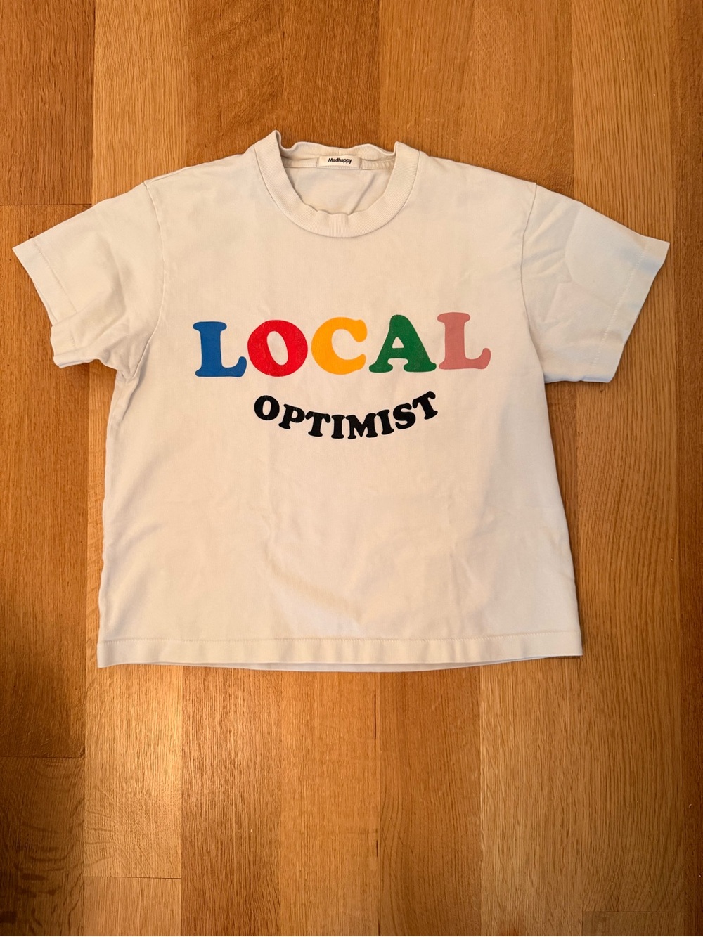 Madhappy Heavyweight Tee - White 'Local Optimist' Multicolor Graphic Tee